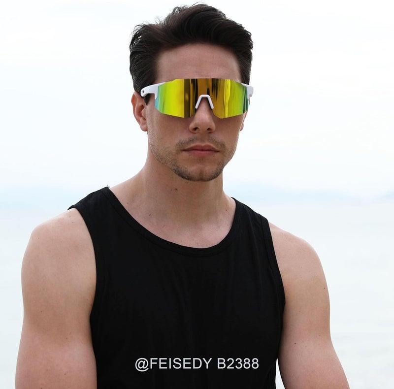 FEISEDY Sports Sunglasses for Men, Women and Teens - Baseball, Biking, Cycling UV400 Protection B2388 - Image 3